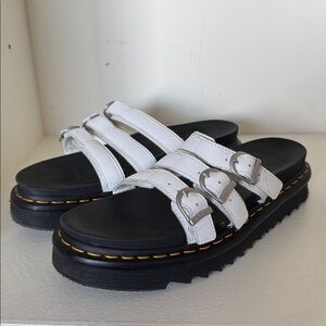 Dr. Martens Blair Slide Black and White Platform Sandals